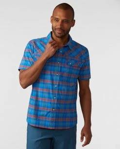 Stio Men's Eddy Shirt SS -STIO Sales M Eddy Shirt SS Blue Jolt Plaid 1