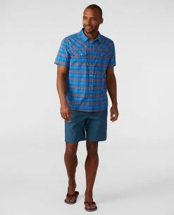 Stio Men's Eddy Shirt SS -STIO Sales M Eddy Shirt SS Blue Jolt Plaid 3