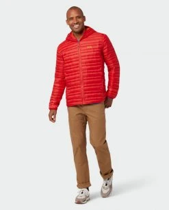 Stio Men's Pinion Down Hooded Jacket -STIO Sales M Pinion Hooded Down Jacket Risk Red 1 Full