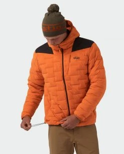 Stio Men's Skillet Stretch Down Hooded Jacket -STIO Sales M Skillet Stretch Down Hooded Jacket Basecamp Orange 3