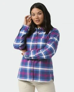 Stio Women's Buckhorn Insulated Snap Shirt -STIO Sales W Buckhorn Insulated Snap Shirt Mulberry Plaid 2
