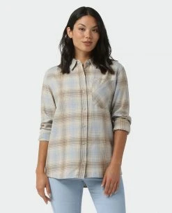 Stio Women's Dovetail Lightweight Flannel Shirt -STIO Sales W Dovetail Lightweight Flannel Shirt Bone White Plaid 1