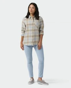 Stio Women's Dovetail Lightweight Flannel Shirt -STIO Sales W Dovetail Lightweight Flannel Shirt Bone White Plaid 4