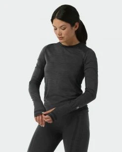 Stio Women's Basis® Seamless Tech Crew -STIO Sales W Full Range Seamless Crew Boundary Black Heather 2