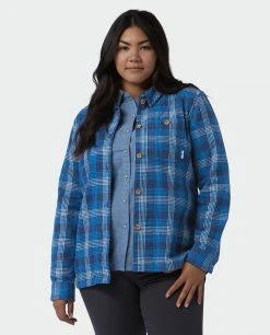 Stio Women's Hutkeeper Flannel Shirt -STIO Sales W Hutkeeper Flannel Shirt Mountain Shadow Plaid Alt 1