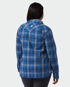 Stio Women's Hutkeeper Flannel Shirt -STIO Sales W Hutkeeper Flannel Shirt Mountain Shadow Plaid Alt 4