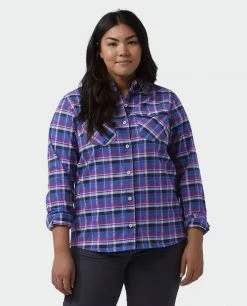 Stio Women's Willow Midweight Flannel Shirt -STIO Sales W Willow Flannel Shirt Dark Amethyst Plaid Alt 1