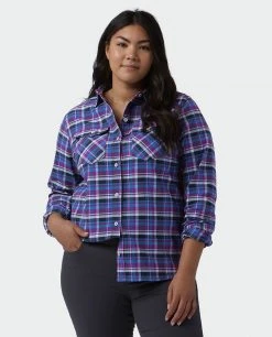 Stio Women's Willow Midweight Flannel Shirt -STIO Sales W Willow Flannel Shirt Dark Amethyst Plaid Alt 2