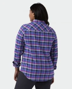 Stio Women's Willow Midweight Flannel Shirt -STIO Sales W Willow Flannel Shirt Dark Amethyst Plaid Alt 4